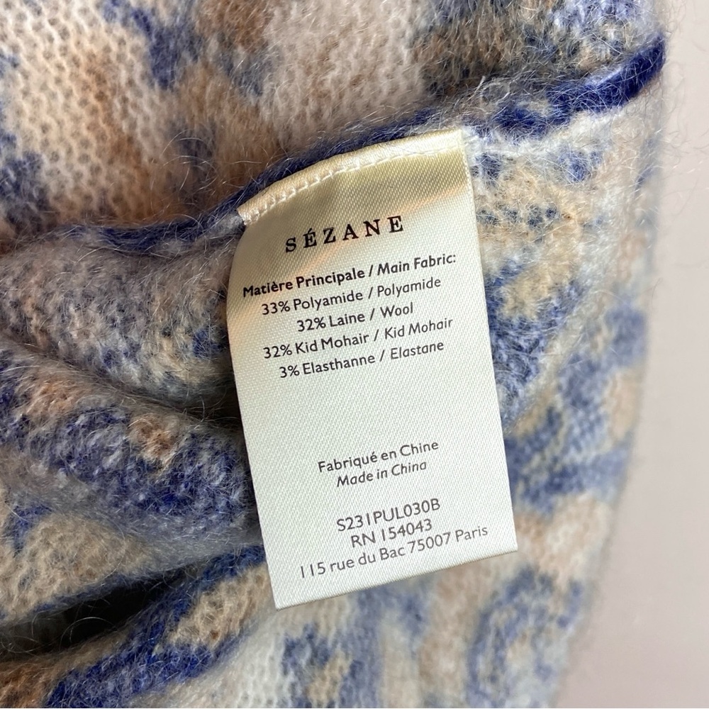 $140 Sézane Azalee Printed Mohair Crew Sweater - Picture 9 of 9